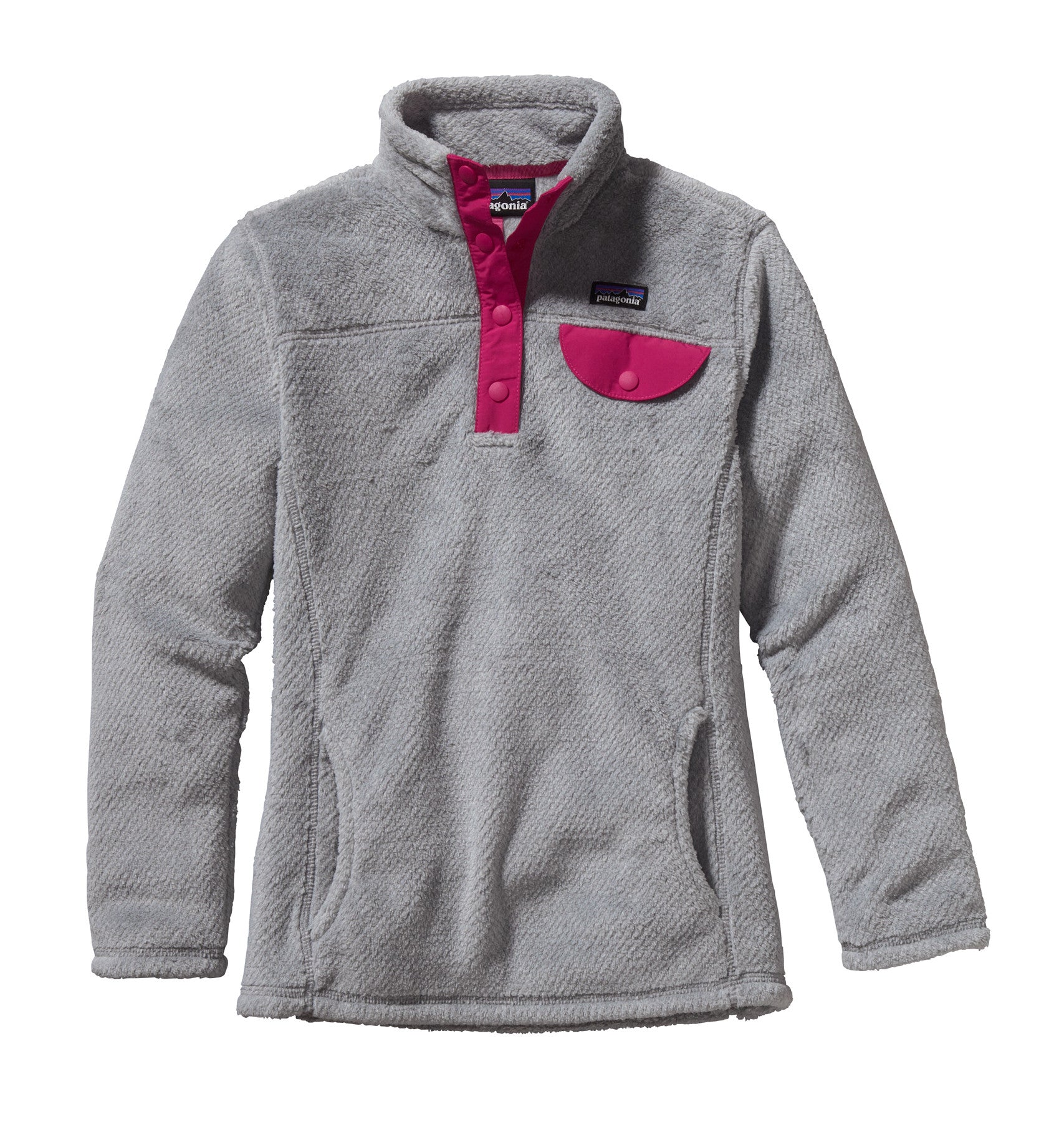 Patagonia Re-tool snap t gray and pink sold fleece pullover