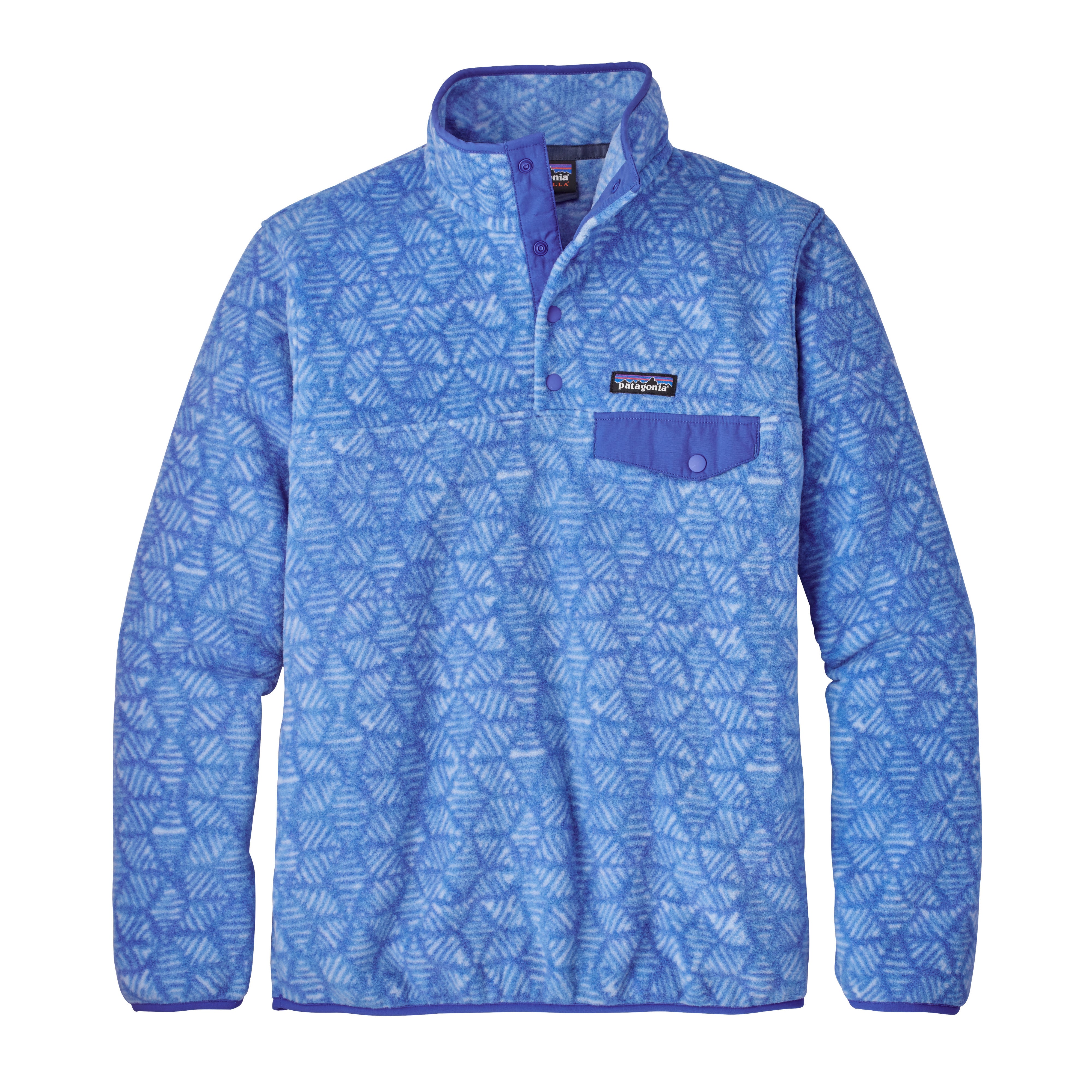 Patagonia Synchilla Blue Feather Channel Dance snap pullover, offers size Medium