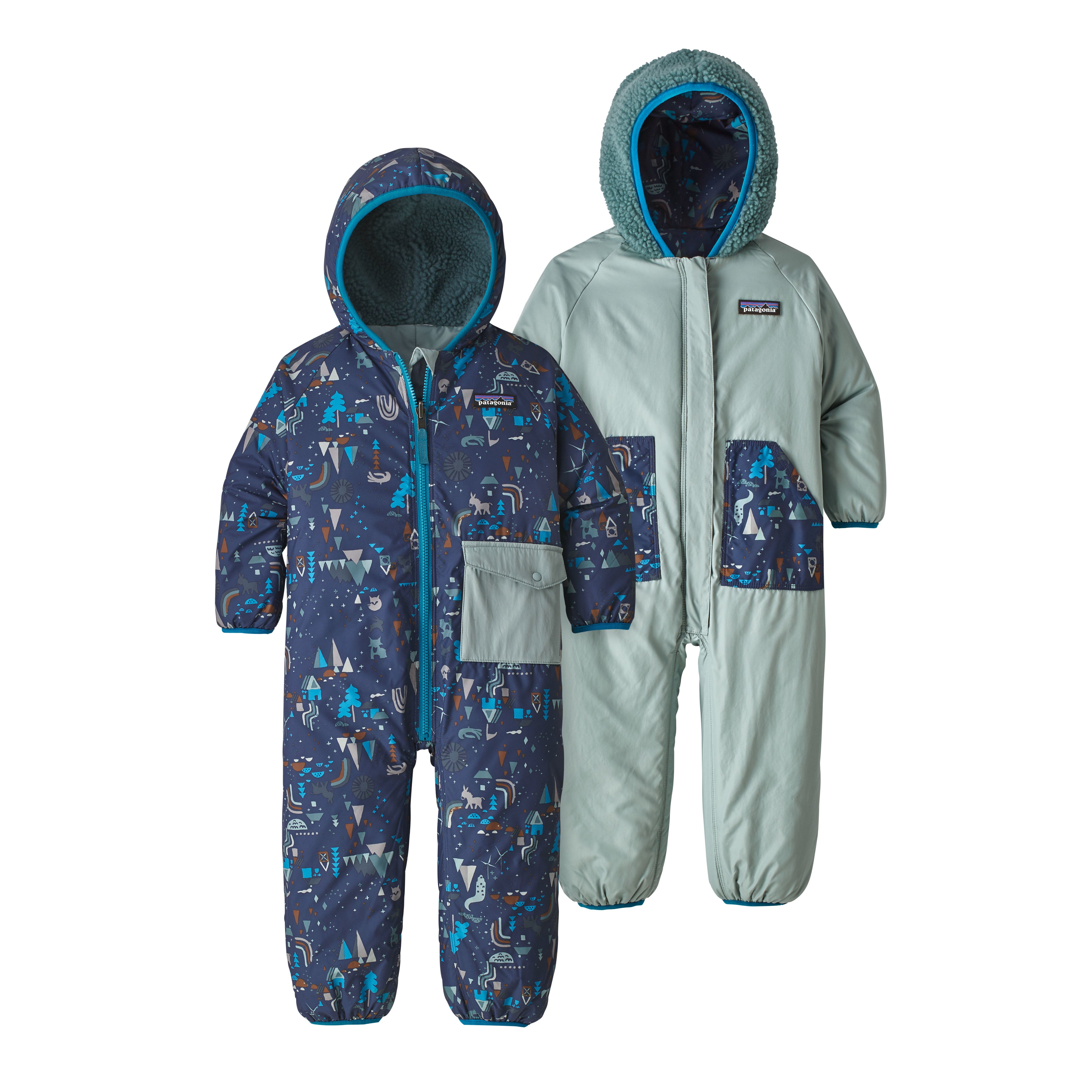 Patagonia baby puff ball reversible snowsuit, hot 18 months