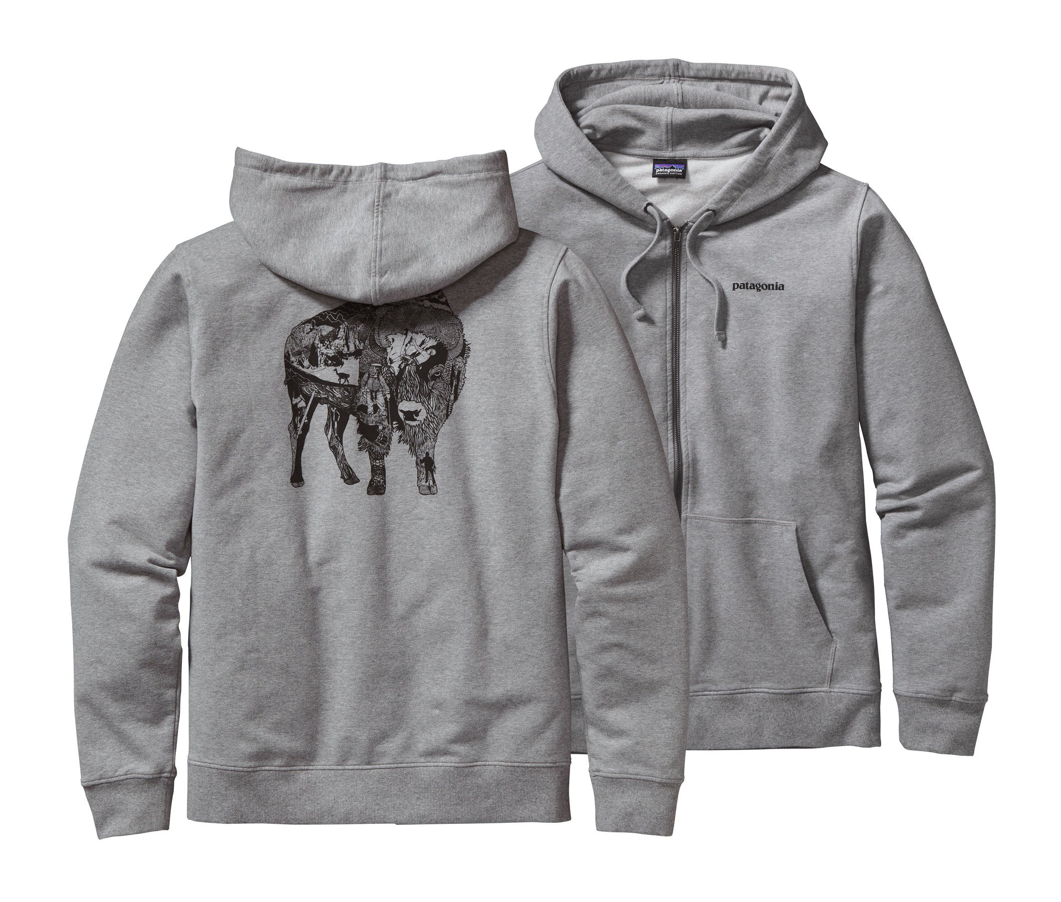 M s Illustrated Buffalo Midweight Full Zip Hooded Sweatshirt